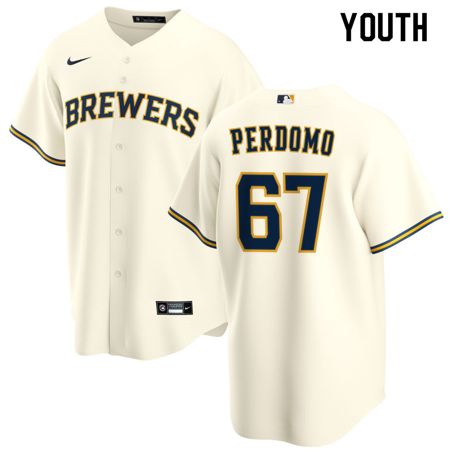 Nike Youth #67 Angel Perdomo Milwaukee Brewers Baseball Jerseys Sale-Cream